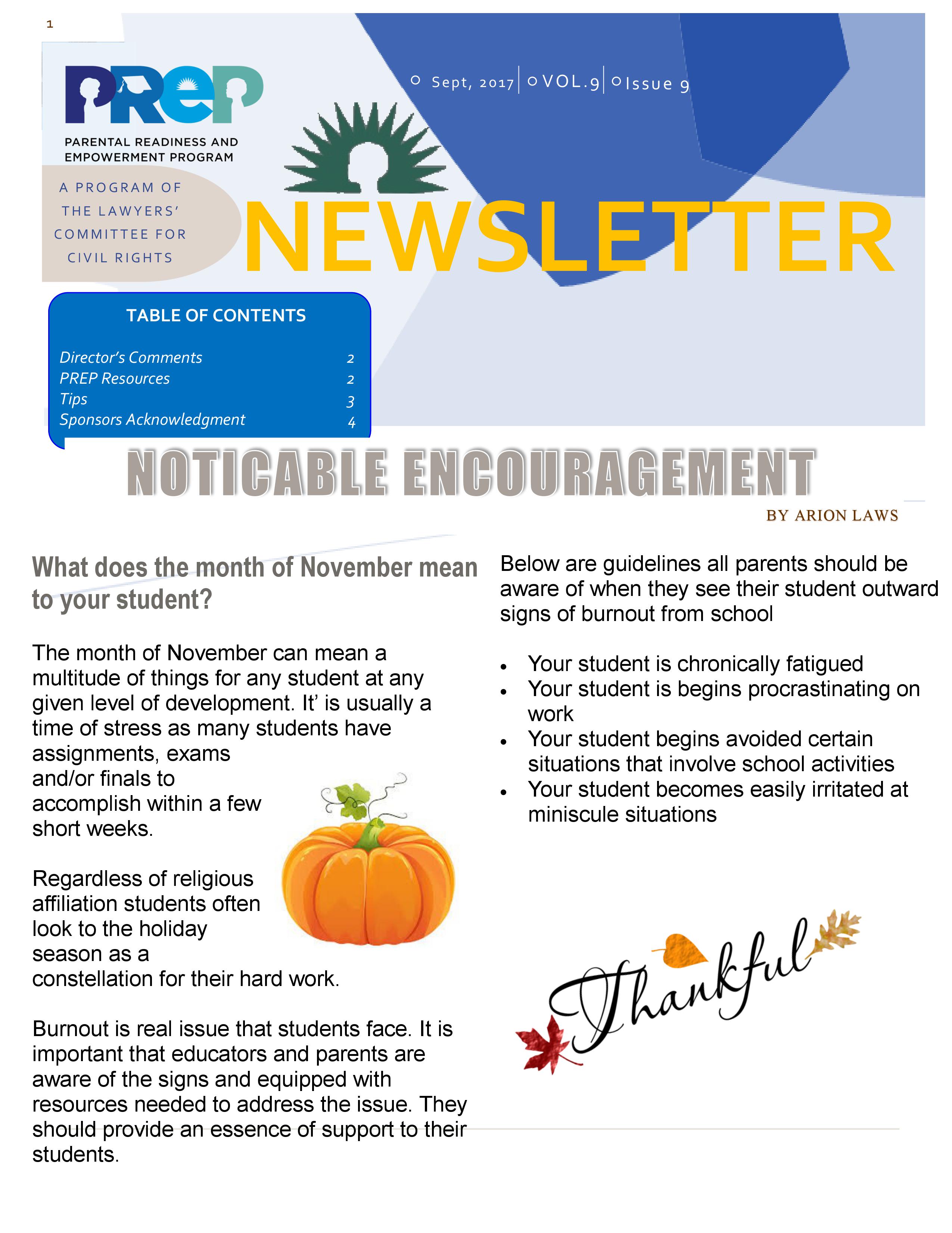 November Newsletter - PREP